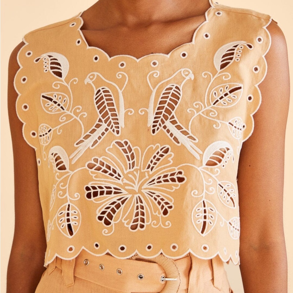 NWT Farm Rio Sand Richelieu Sleeveless Crop Top size small